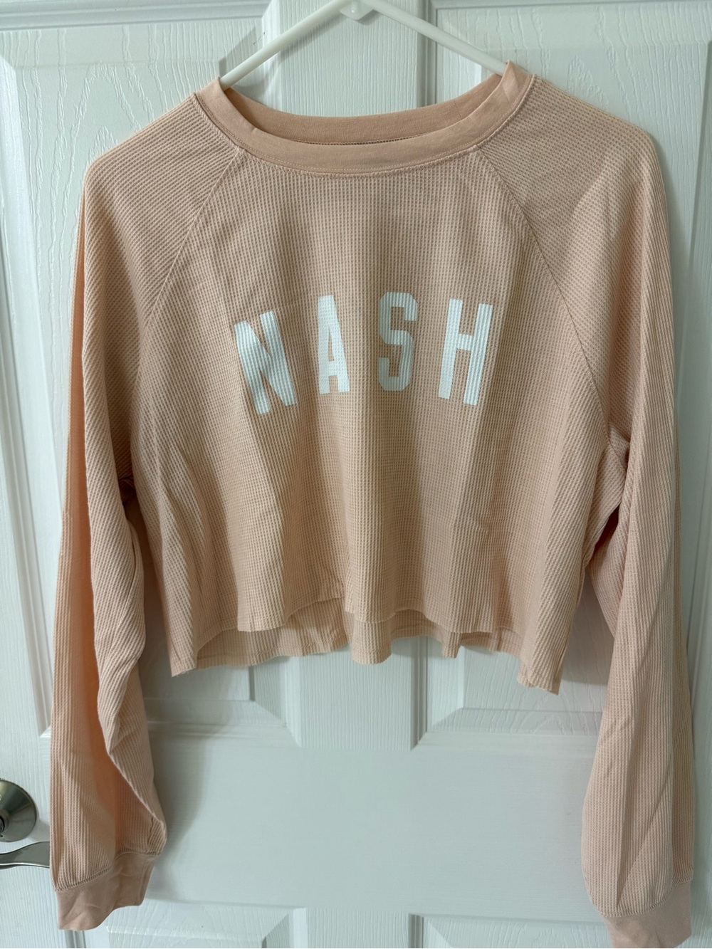 Nash Waffle-Knit Cropped Sweatshirt - Blush, SMALL